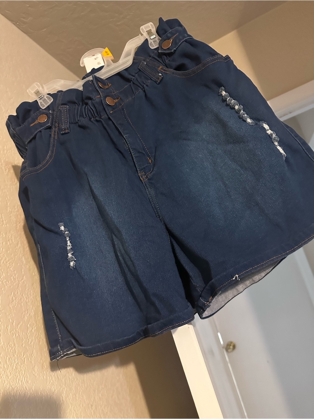 Classic High-Waist Dark Blue Denim Shorts